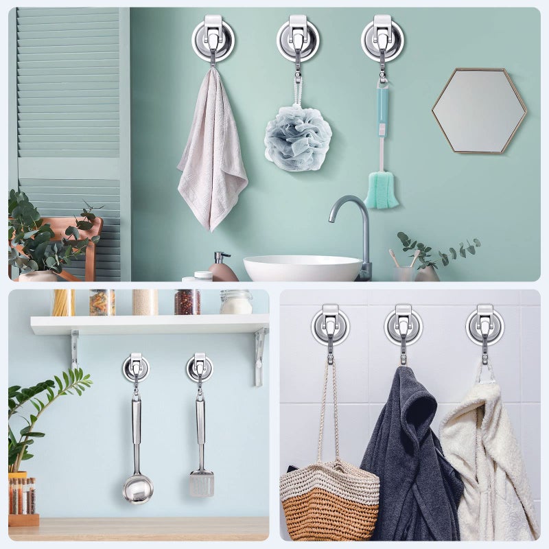 iRomic Heavy Duty Vacuum Suction Cup Hooks (2Pack) Specialized for Kitchen&Bathroom&Restroom Organization, by iRomic - Image 4